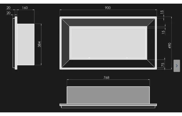 InFire - Vstavaný BIO krb 49x90 cm 3kW čierna