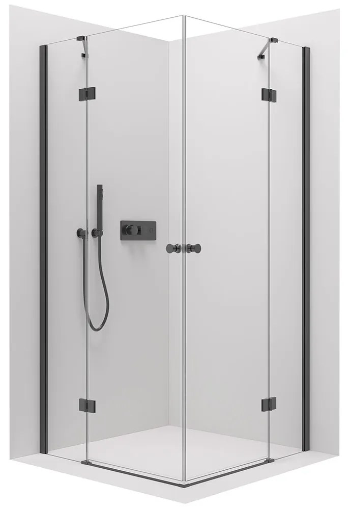 Cerano Marino Duo, sprchovací kút 120(dvere) x 120(dvere), 6mm číre sklo, čierny profil, CER-CER-423045
