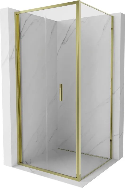 Mexen Exo, skladacia sprchová kabína, dvere 110 cm + bočná stena 110 cm, transparentné sklo, zlatá, 816-110-110-50-00