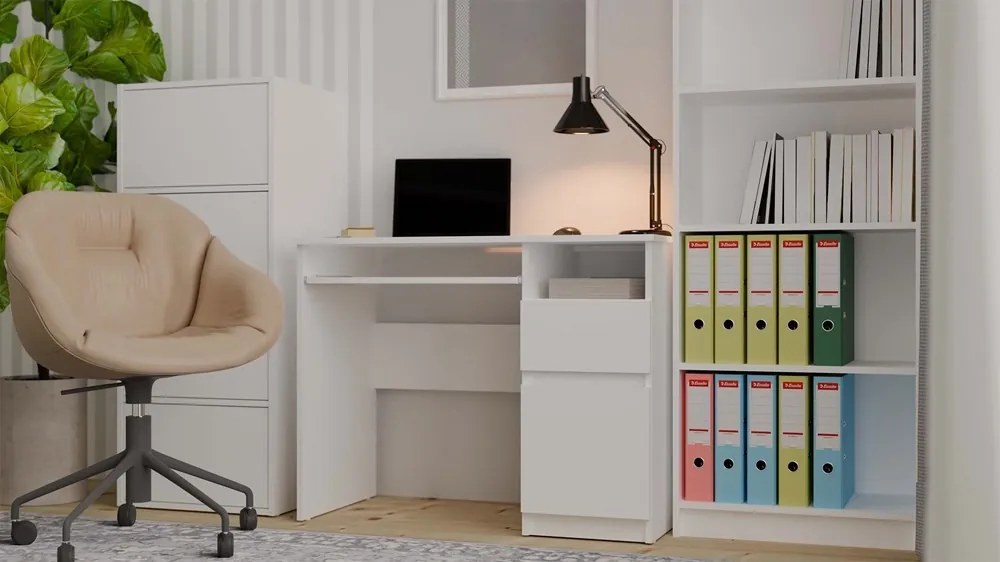 Písací stôl Porto 98 cm pravý biely