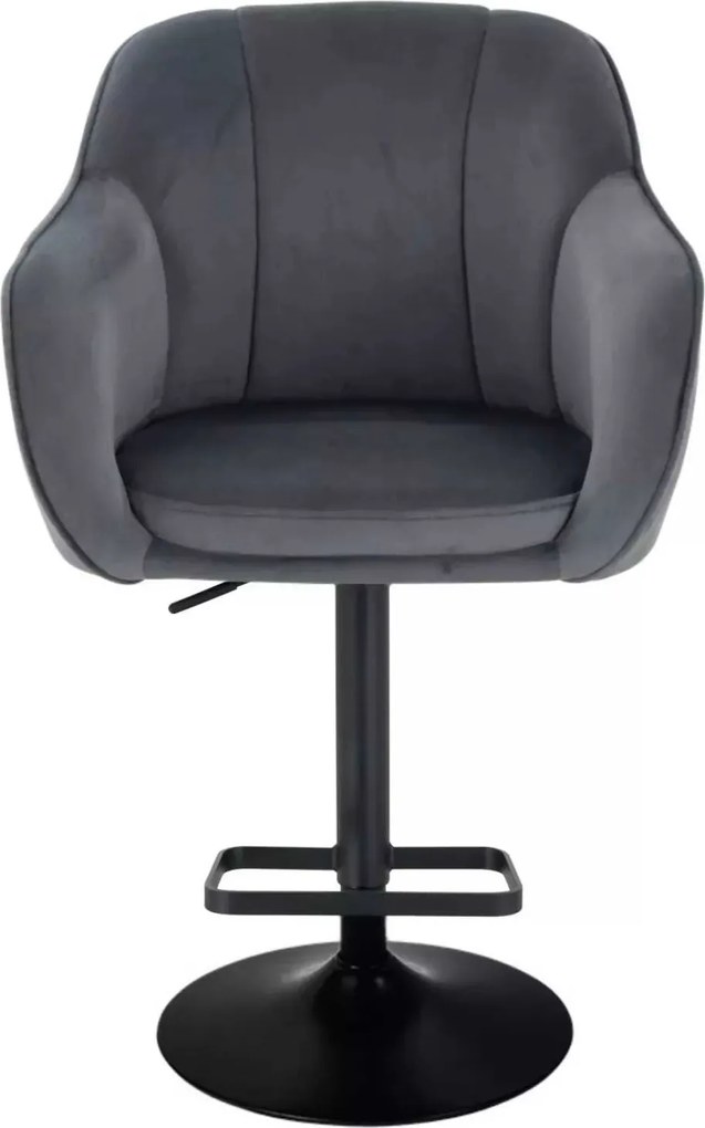 LuxuryForm DESIGN Barová stolička AVOLA VELUR na čiernom tanieri - tmavo šedá