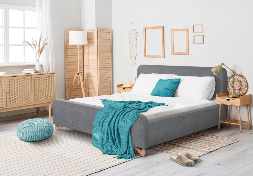 Posteľ Flamingo 180x200 cm, holubí šedá štruktúrovaná tkanina