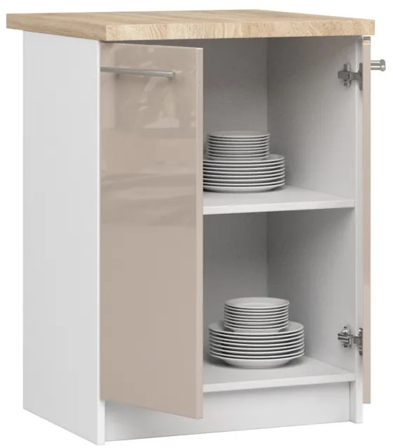 Spodná kuchynská skrinka s doskou OLIWIA S60 2D biela / cappuccino, lesk