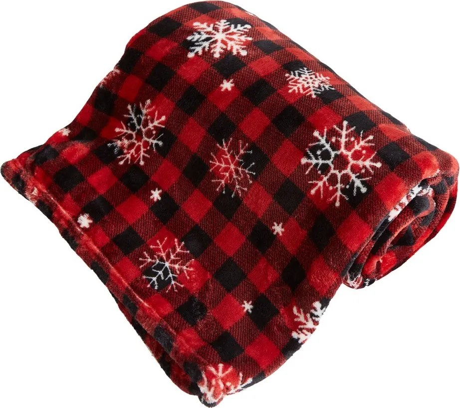 Home Elements Mikroflanelová deka Káro s vločkami