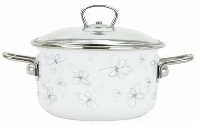 Belis Smaltovaný hrniec s pokrievkou Premium, biela, 24 cm, 5,5 l, 5,5 l