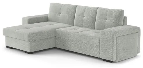 Rozkladacia sedačka s úložným priestorom a taburetom PALERMO, svetlosivá, ľavé prevedenie