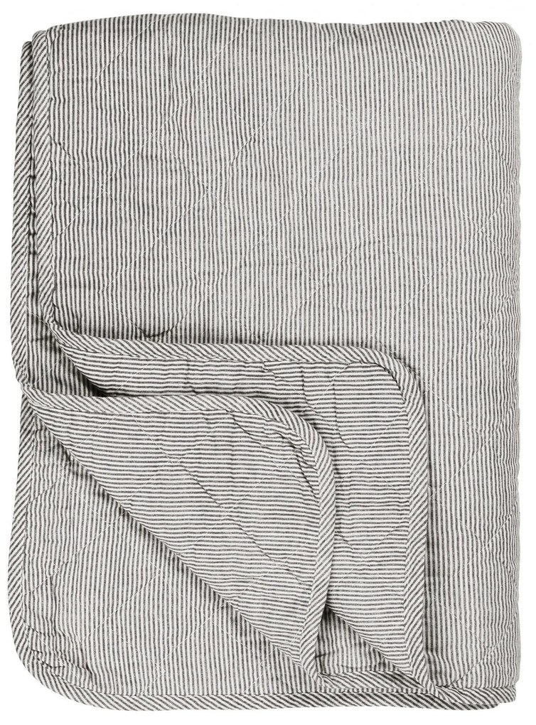 Ib Laursen Prešívaný prehoz Dark grey stripes 130 × 180 cm
