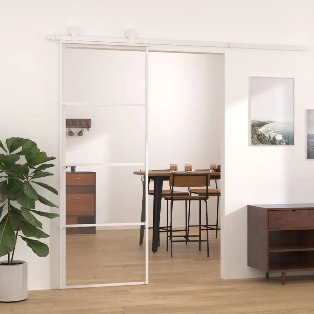 Posuvné dvere ESG sklo a hliník 76x205 cm biele 151656