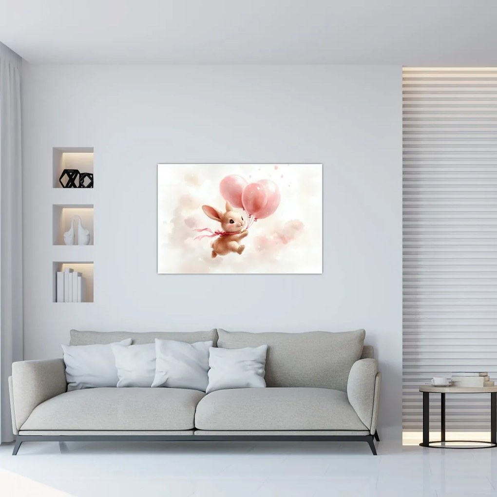 Obraz - Zajačik s balónikmi (90x60 cm)