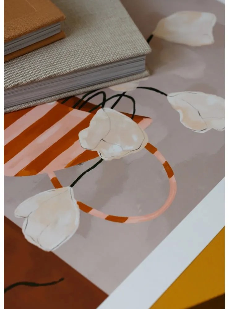 Plagát 50x70 cm White Flowers in Striped Vase – Frankie Penwill – The Poster Club