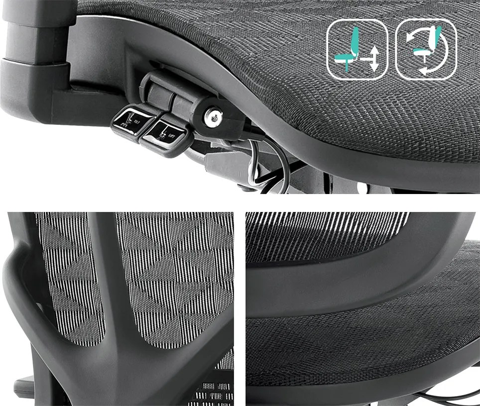Ergonomická sieťovaná kancelárska stolička MOSH Airflow 521 – čierna