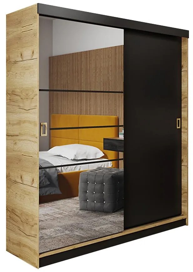 Skriňa Retro 138 6L craft/ Dvierka čierna