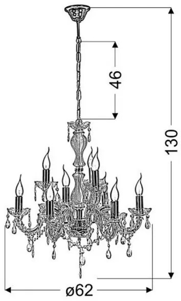Luster na reťazi MARIA TERESA 9xE14/40W/230V