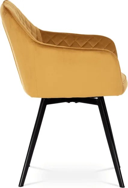 Jedálenská stolička zamatová, žltá DCH-425 YEL4