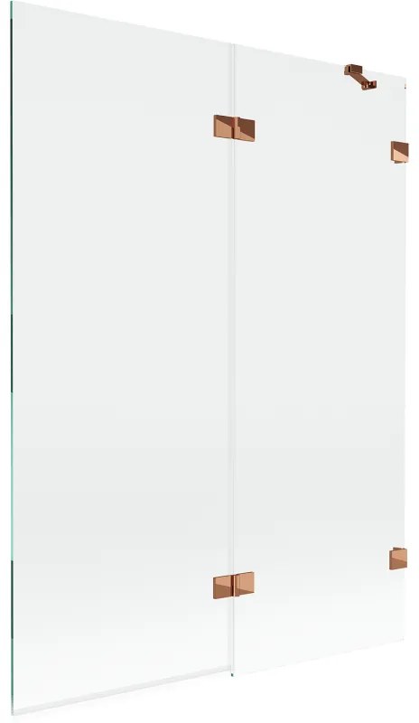 Mexen Lunar, 2-krídlová vaňová zástena pravá 130 x 150 cm, číre sklo, ružové zlato, 897-130-100-60-00-P