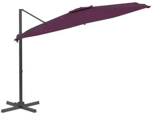 vidaXL LED konzolový slnečník bordovočervený 400x300 cm-