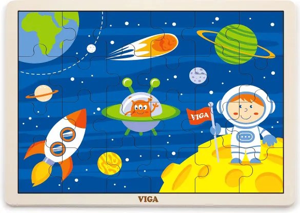 Puzzle na podstavci Viga 51461 24 dielikov - vesmírne dobrodružstvo