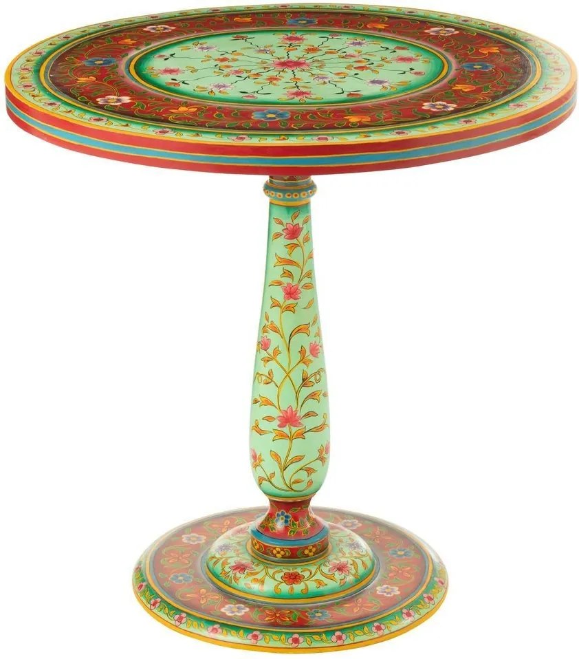 Drevený farebný okrúhly stôl Mumbai mango wood - Ø 75*75 cm