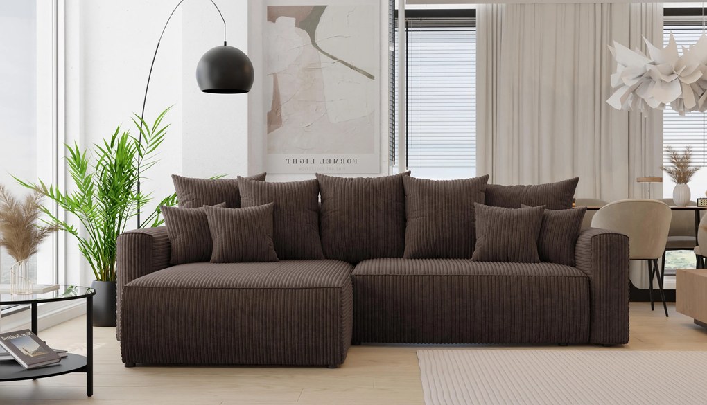 Rohová sedačka Baria (L) (čokoládová). Akcia -20%. Vlastná spoľahlivá doprava až k Vám domov. 1133087