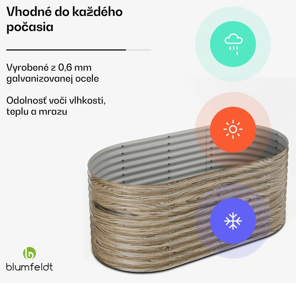 Blumfeldt High Grow vyvýšený záhon, 1169 L, Ergonomický, Odolný voči poveternostným vplyvom, Oválny