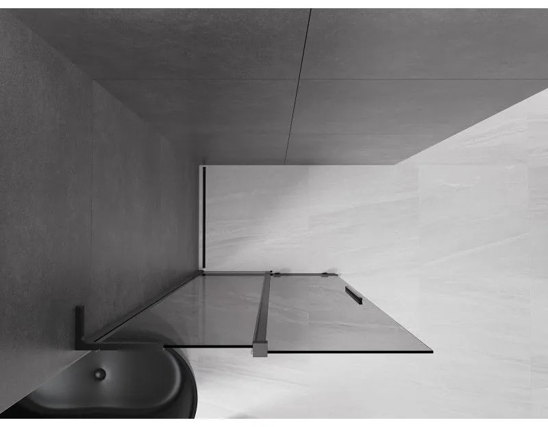 Mexen Velar L, posuvná sprchová zástena Walk-in 120 x 200 cm, 8mm šedé sklo, čierna matná, 871-120-003-43-70