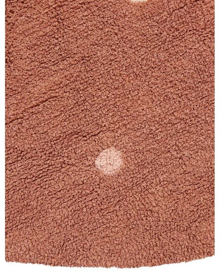 Prateľný ručne tkaný bavlnený detský koberec v tehlovej farbe ø140 cm Round Dot Chestnut – Lorena Canals