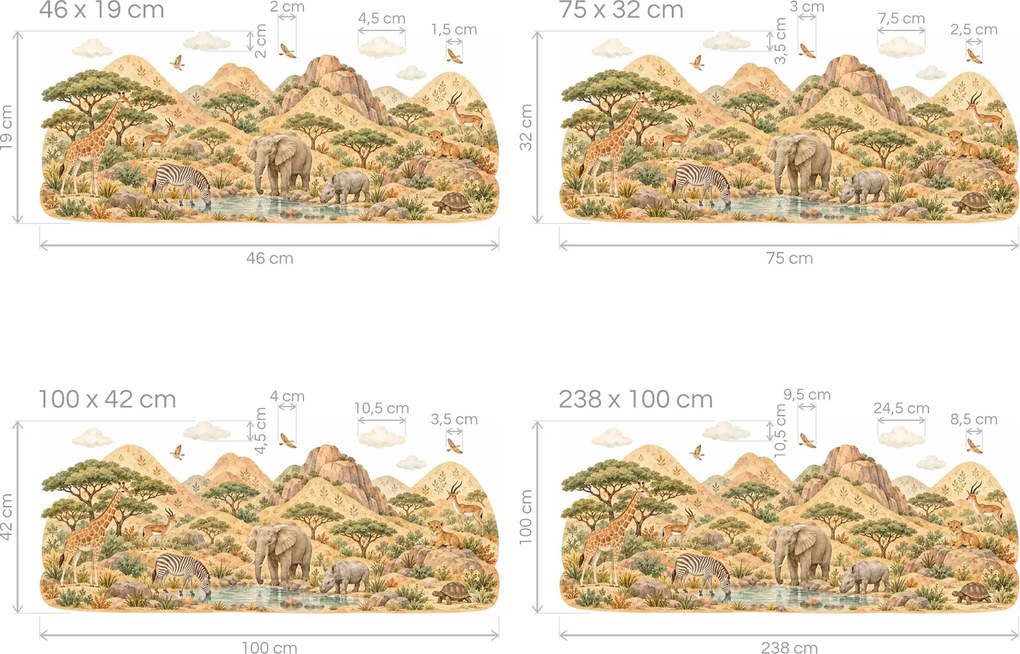 Safari v kopcích arch 46 x 19 cm