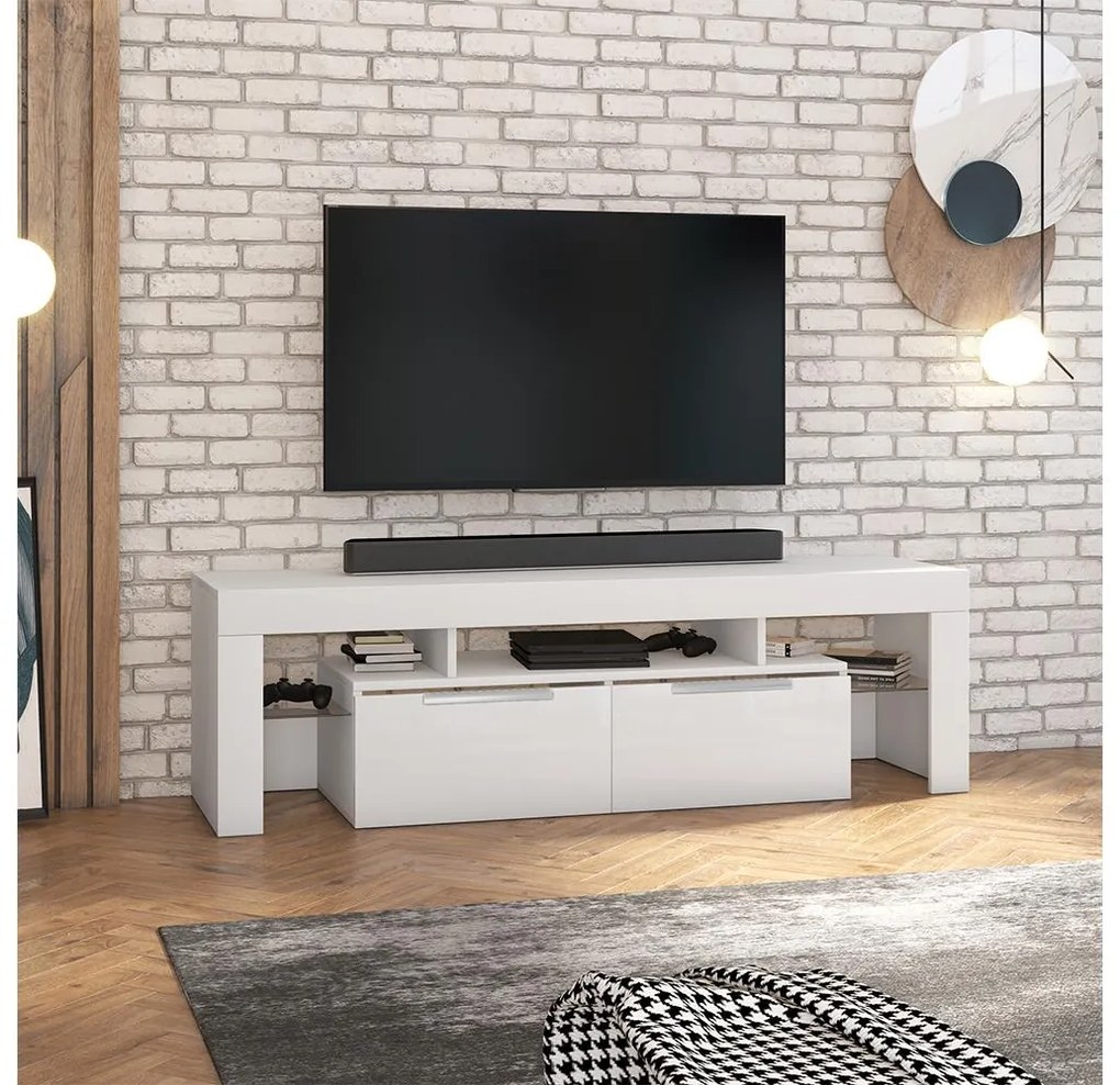 TV skrinka/stolík Vulcano  (biela). Akcia -21%. Vlastná spoľahlivá doprava až k Vám domov. 1098694