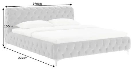 Posteľ 41439 180x200cm Modern Barock Zamat Šedá  - Komfort-nábytok