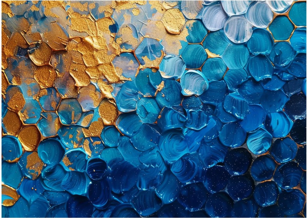 Obraz - Modrozlatá maľba (70x50 cm)