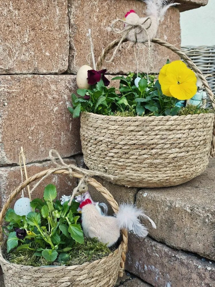 2ks košík kvetináč z morskej trávy Laos - Ø27*15 / Ø19*13 cm