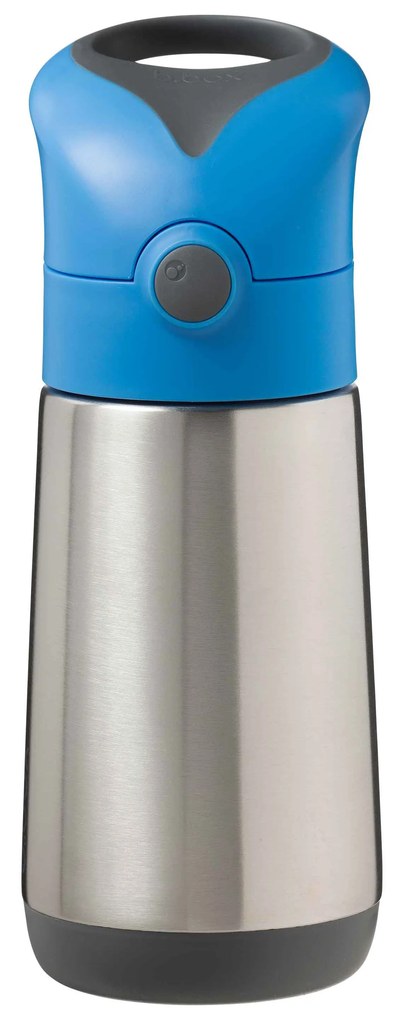 Termoska na pitie so slamkou 350 ml - modrá/sivá