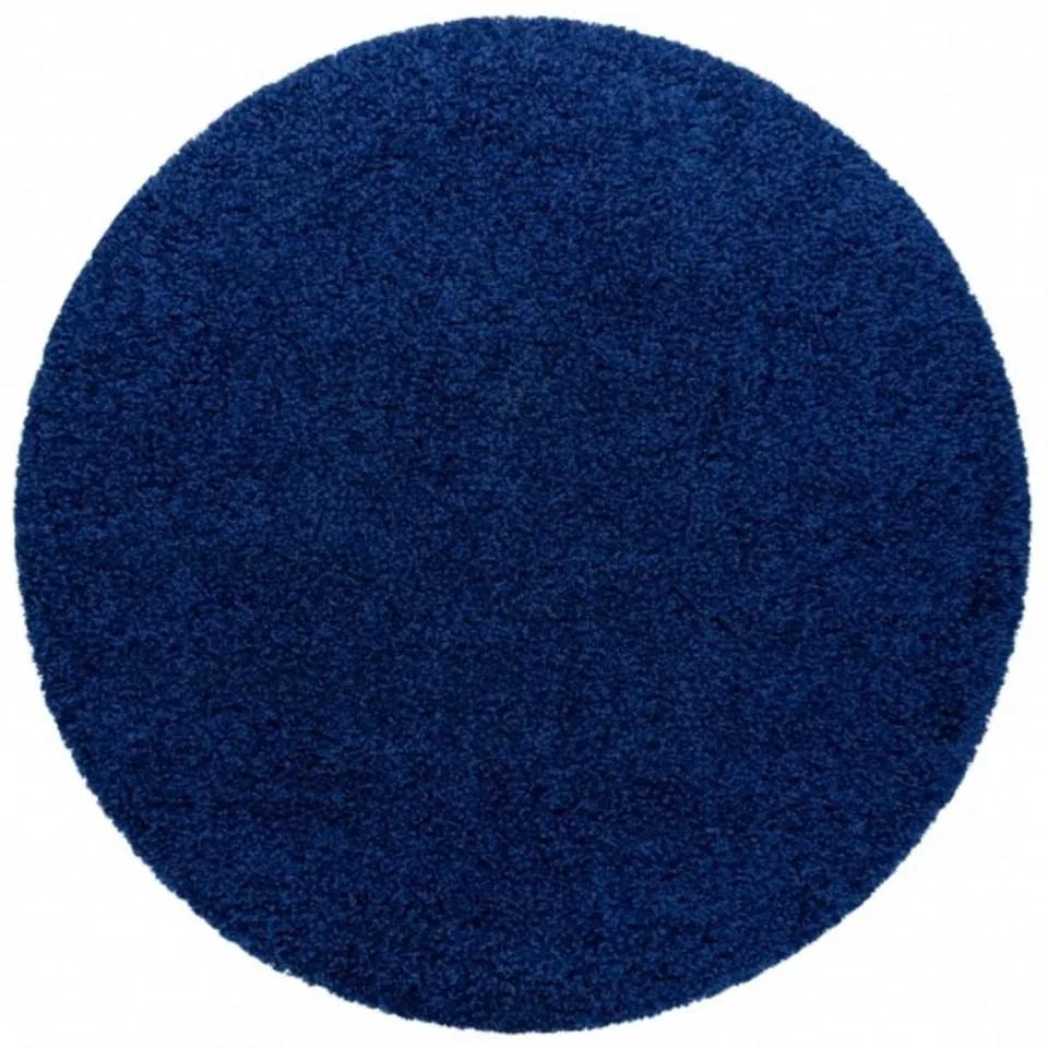 *Kusový koberec Shaggy Sofia tmavo modrý kruh 100cm