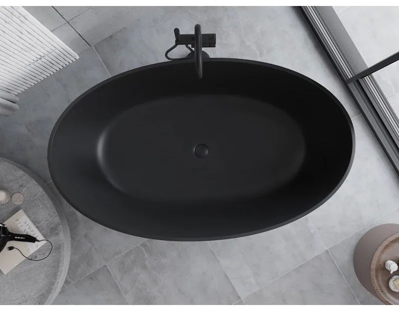 Mexen Parma, voľne stojaca vaňa z konglomerátu 160 x 95 cm, čierna matná, 57231609570