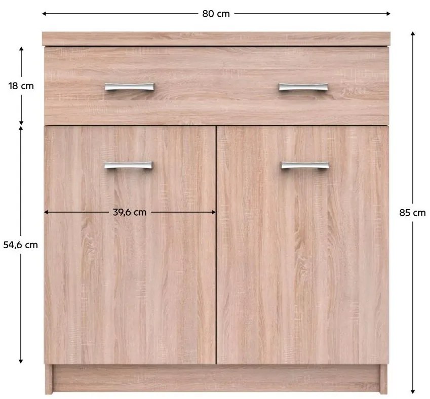 Tempo Kondela Komoda 2D1S, dub sonoma, TOPTY TYP 19