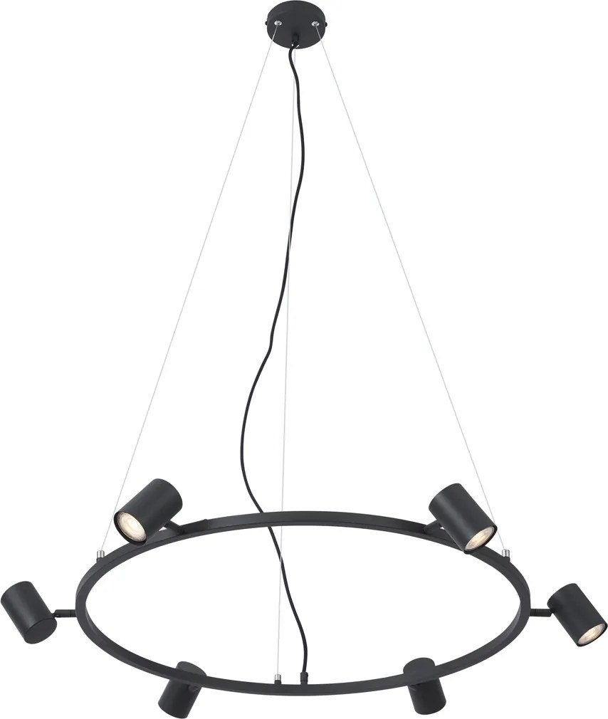 Moderné závesné svietidlo čierne so 6 svetlami - Jeana Circle