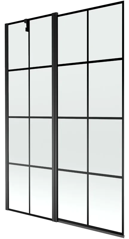 Mexen Flip vaňová zástena jednokrídlová 120 x 150 cm, Čierny vzor, Čierna - 894-120-101-70-77
