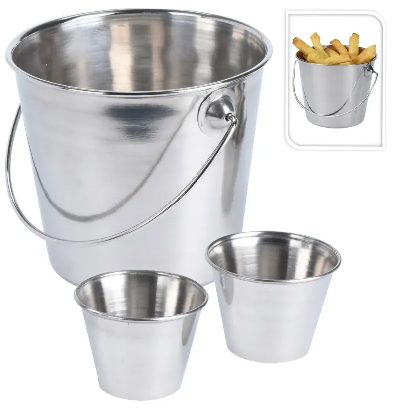 Kovové vedro na servírovanie hranoliek Fries sada 3ks