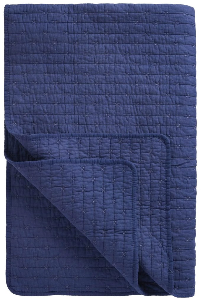 Ib Laursen Prešívaný prehoz Indigo Cross Stitches 180 x 130 cm