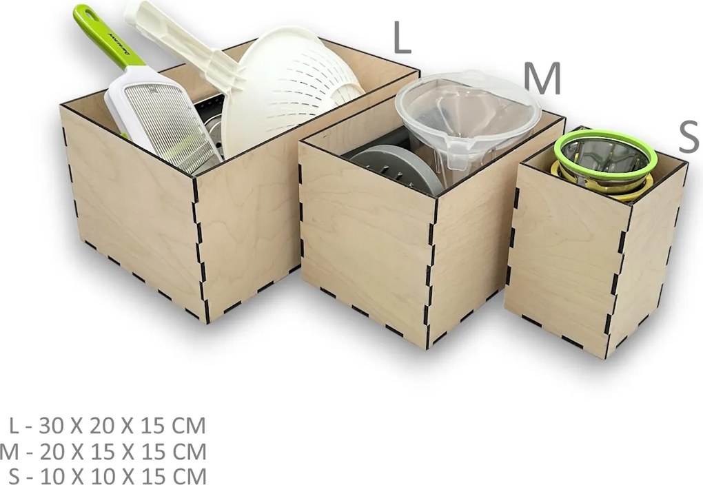 usporadejto.cz Drevený organizér do vysokého šuplíka,  VASKY - L (30 x 20 x 15 cm)