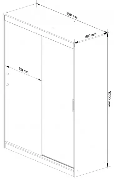 Šatníková skriňa s posuvnými dverami 150 cm CLP biela / sonoma