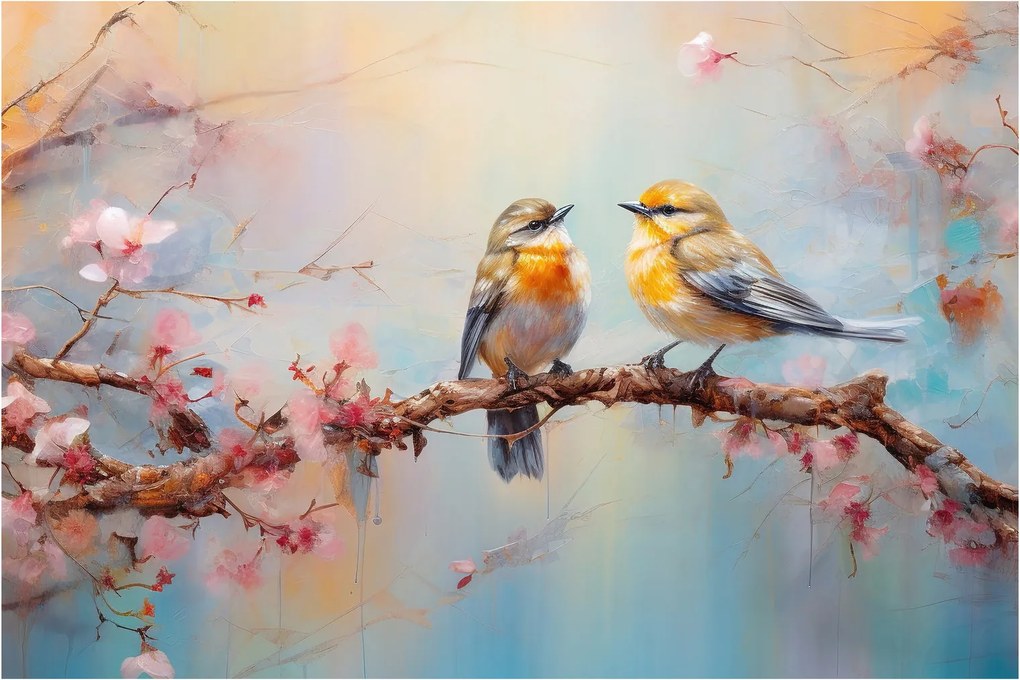 Obraz - Zamilovaní vtáčiky (90x60 cm)