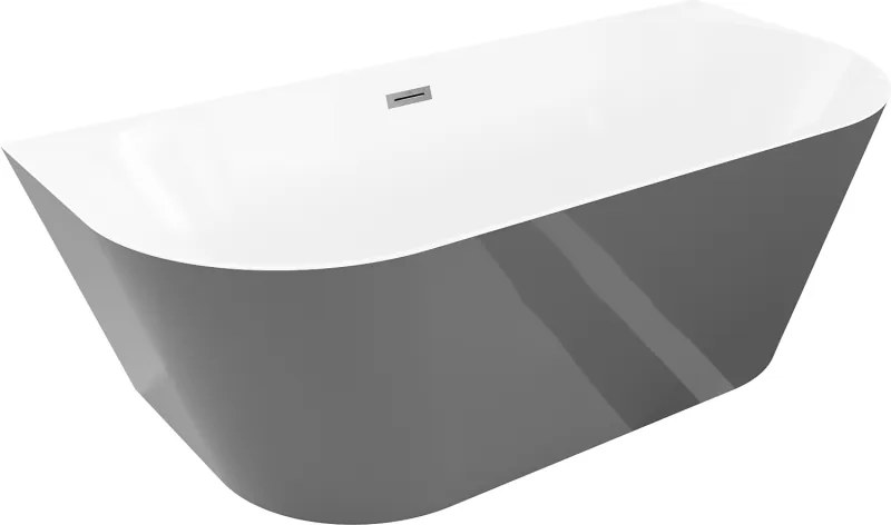 Mexen Oval Slim, voľne stojaca vaňa ku stene, 170 x 80 cm, biela-šedá, brúsený grafit prepad, 52661708062-66