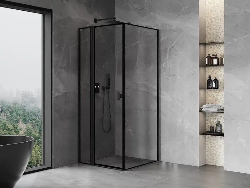 Mexen Mist T, sprchový kút s krídlovými dverami, ľavý, 110 x 110 cm, 8mm číre sklo, čierny profil, 8A4T-110-110-70-70-L