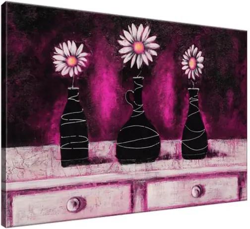 Ručne maľovaný obraz Margarétkové ružové trio 100x70cm RM2469A_1Z