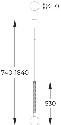 Zuma Line P0583-01A-2GHF - Luster na lanku MIDA 1xG9/6W/230V mosadz