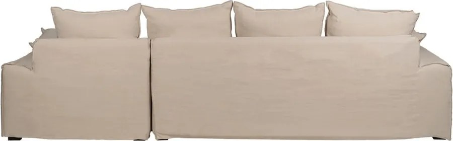 Krémová ľanová rohová pohovka (pravý roh/s leňoškou) – Ixia