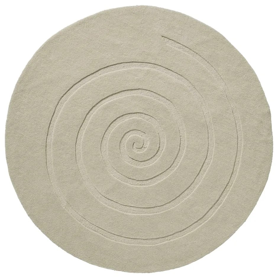 Krémovobiely vlnený koberec Think Rugs Spiral, ⌀ 180 cm