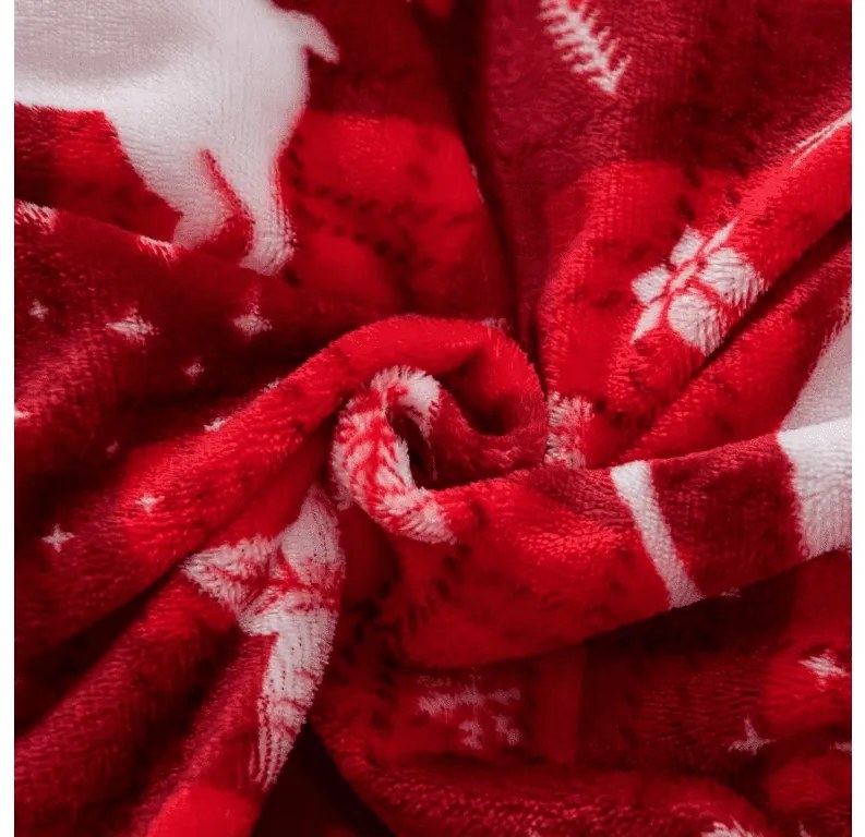 Sada mikroplyšových obliečok VELVET CHRISTMAS červené + plachta mikroplyš SOFT 90x200 cm biela, jednolôžko
