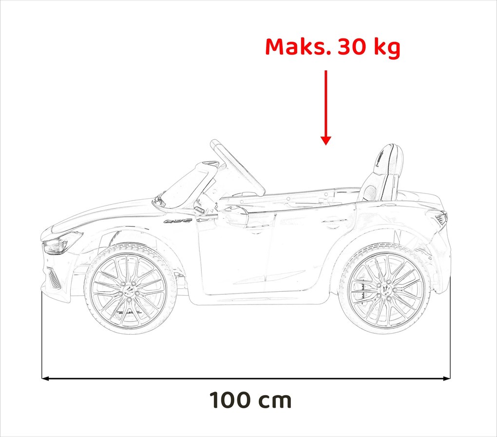 RAMIZ Elektrická autíčko  Maserati Ghibli - červené - 2x30W- BATÉRIA - 12V4,5Ah - 2024